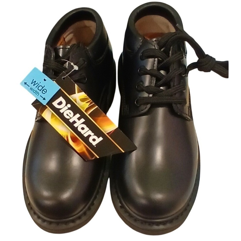 DieHard Men's Black Oxford Work Shoes Wide Lace Up Safety Uniform Dress NEW